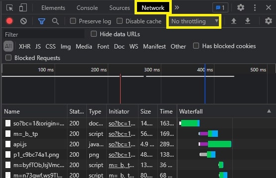 Throttling 옵션 선택