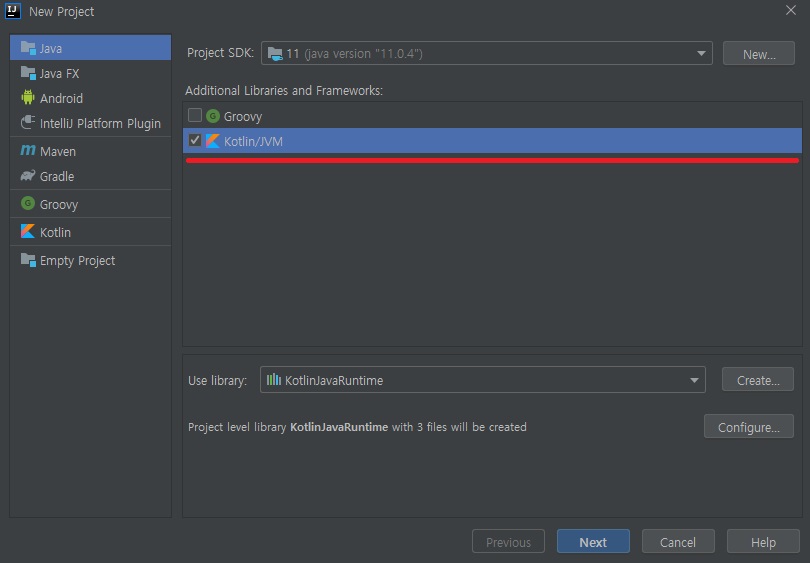 언어 및 환경 선택