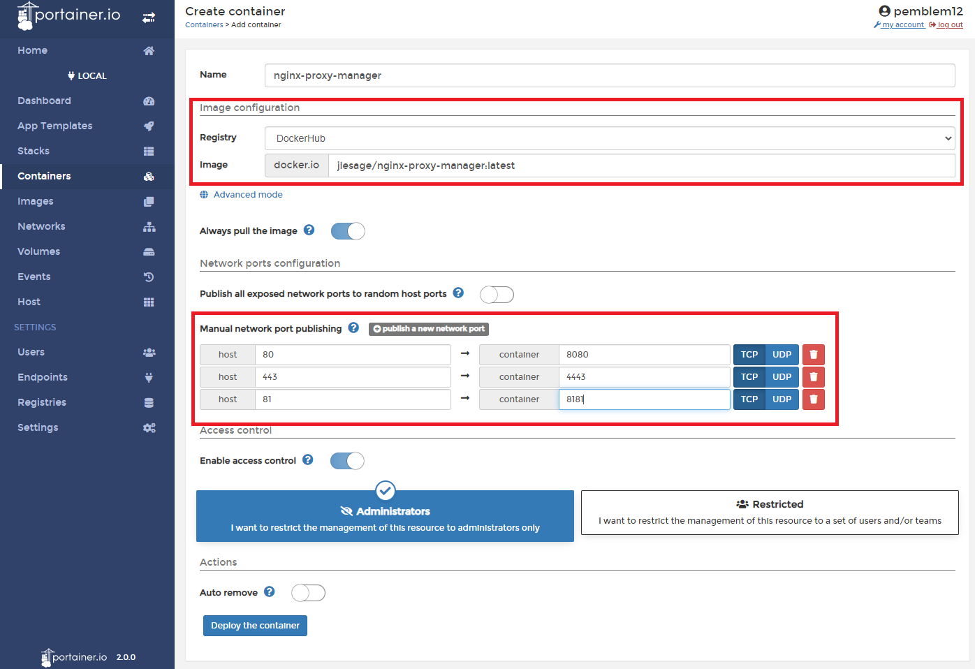 호스트와 컨테이너 포트 매핑