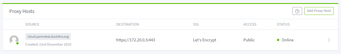 추가된 프록시 규칙