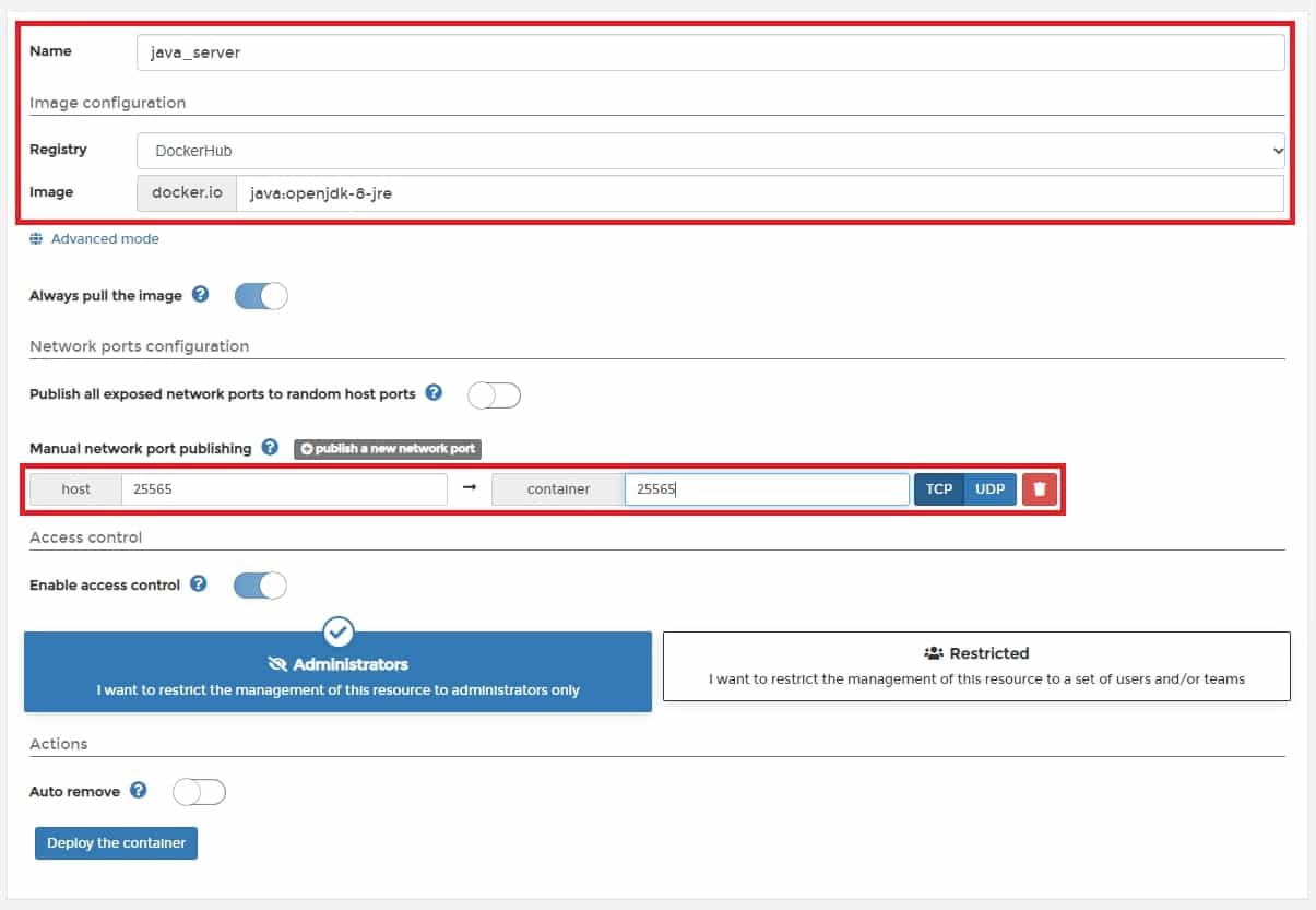 포트 연결 설정