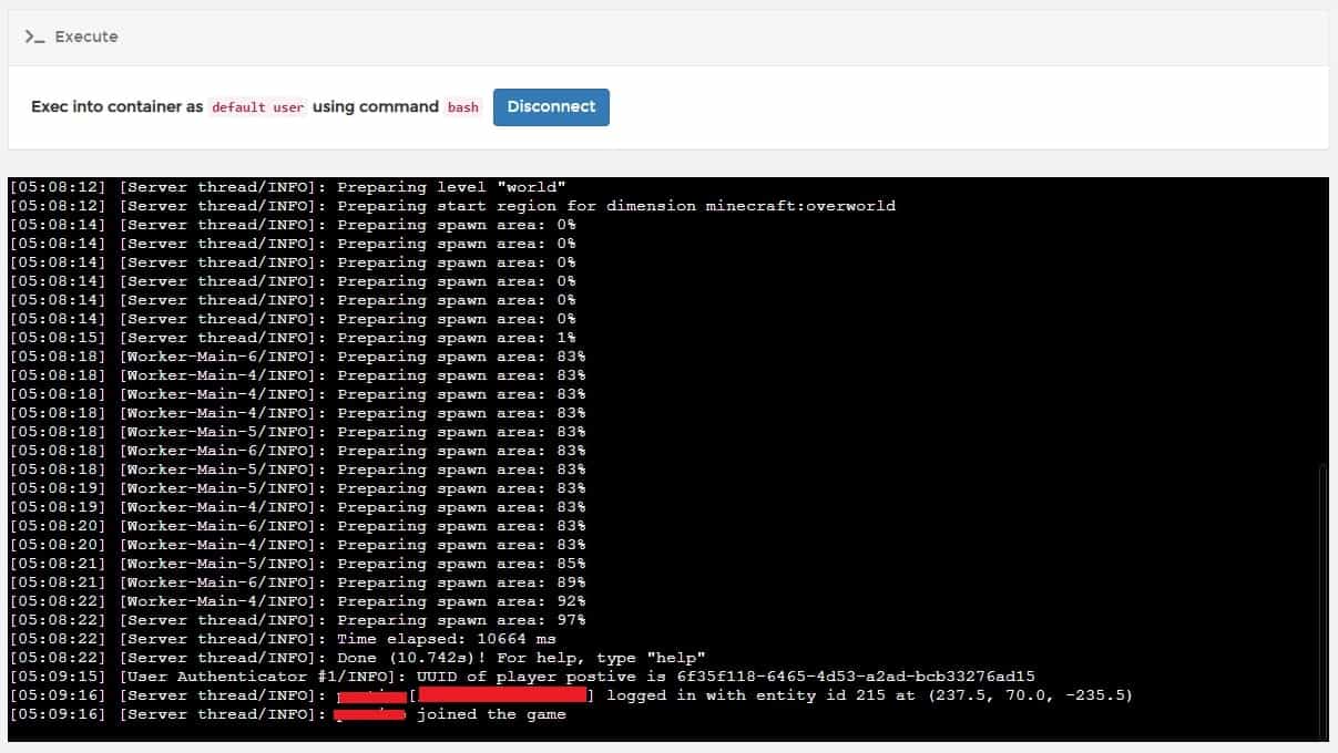 마인크래프트 서버 실행 로그