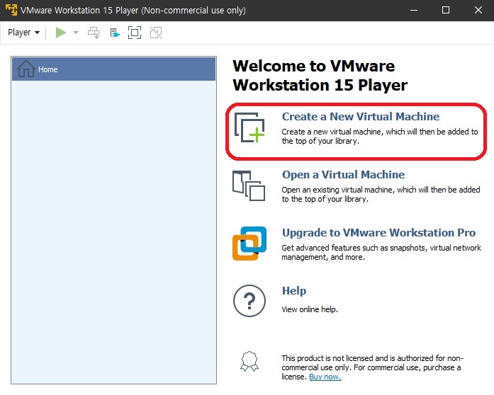 Create a New Virtual Machine 클릭