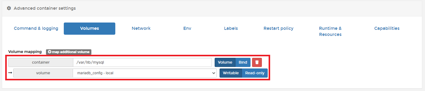 볼륨 매핑 설정