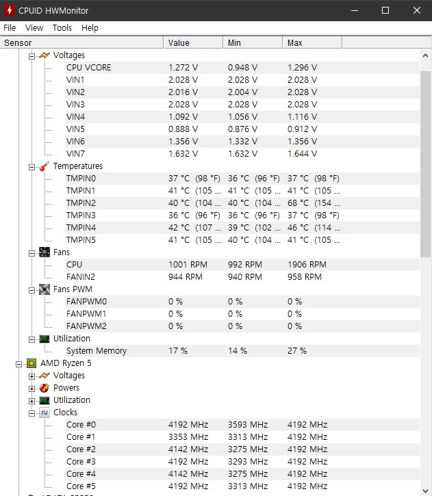 전압 -0.13V 온도 체크