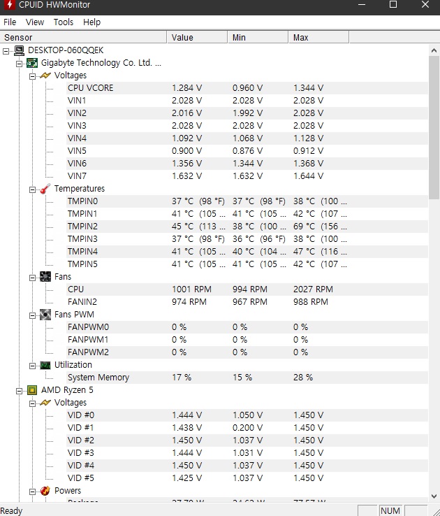 전압 -0.11V 온도 체크