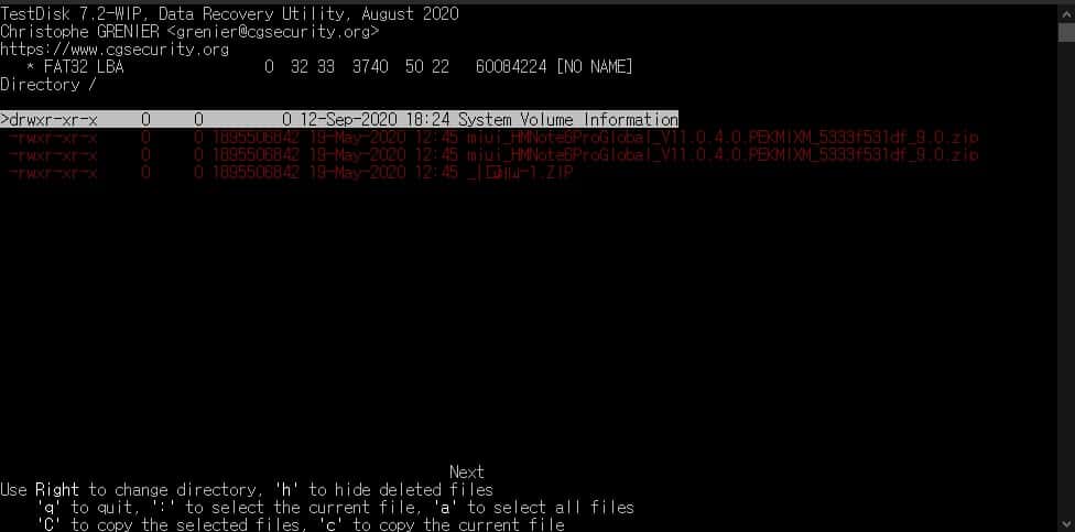 복구 파일 선택