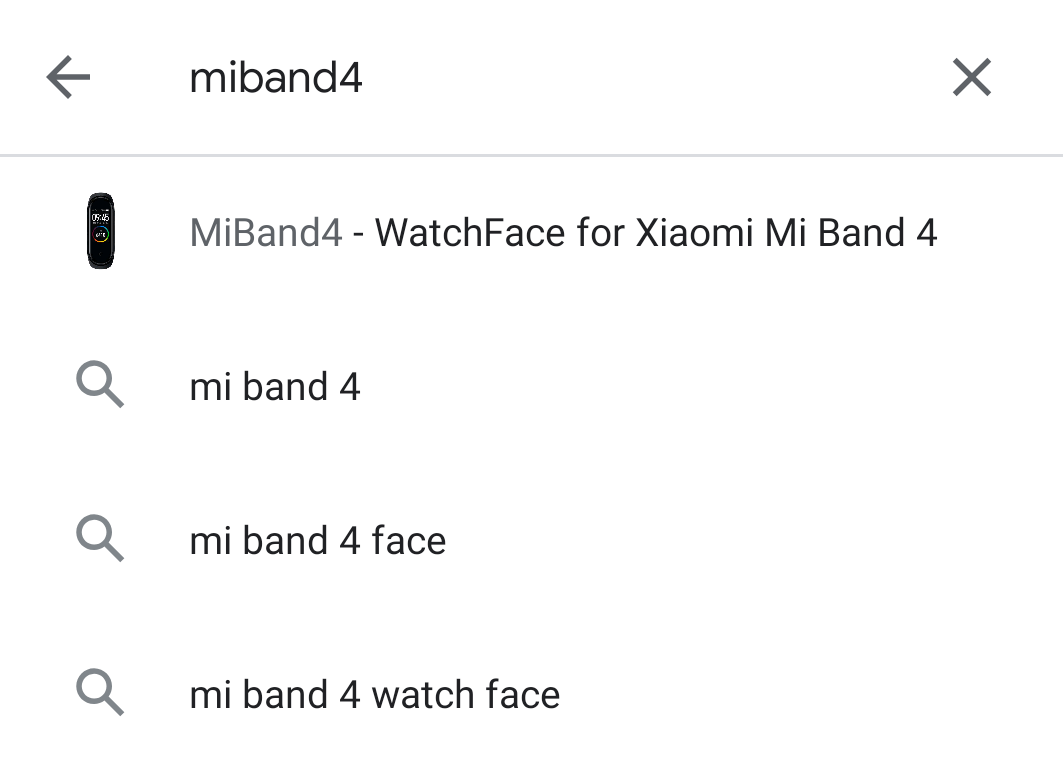 플레이스토어 미밴드4 검색