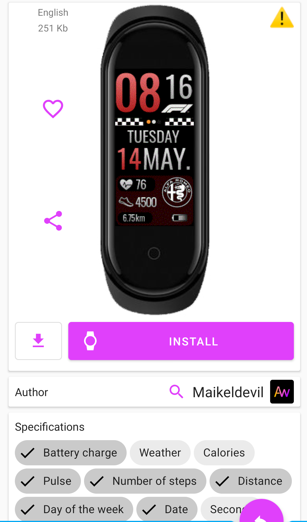 워치페이스 상세 정보