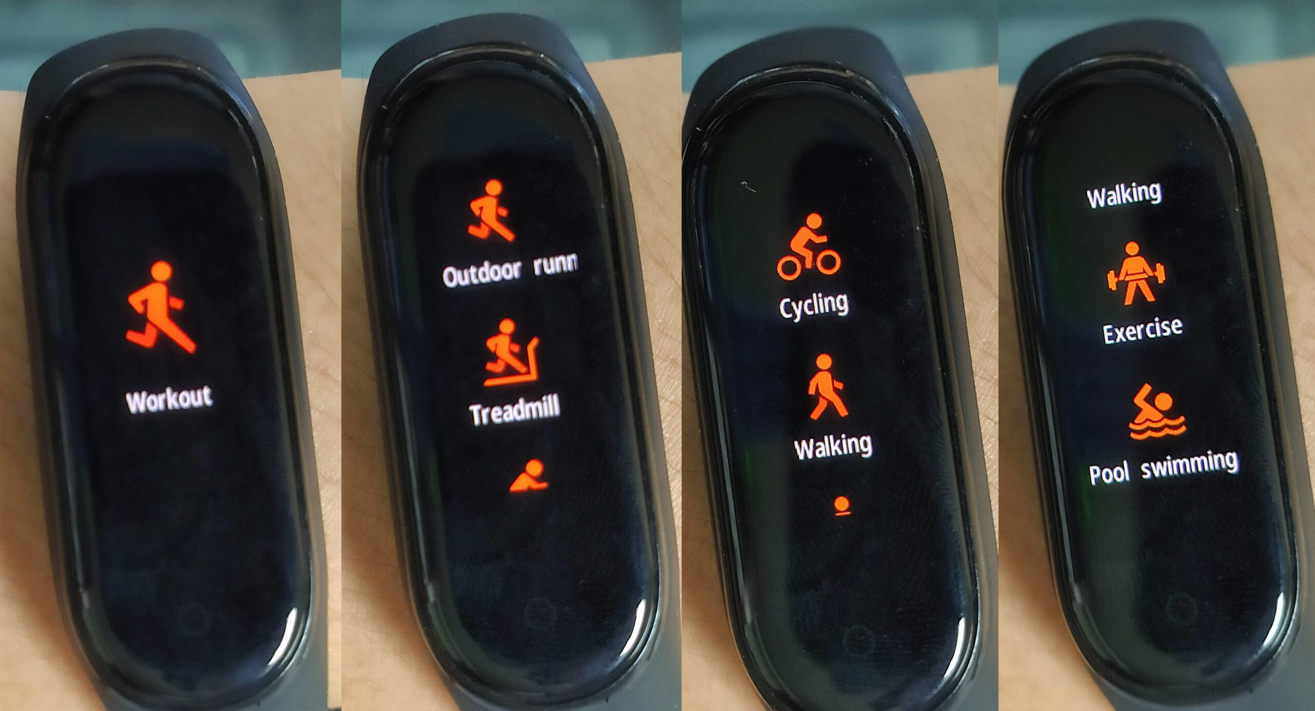 운동 측정 모드 선택 화면