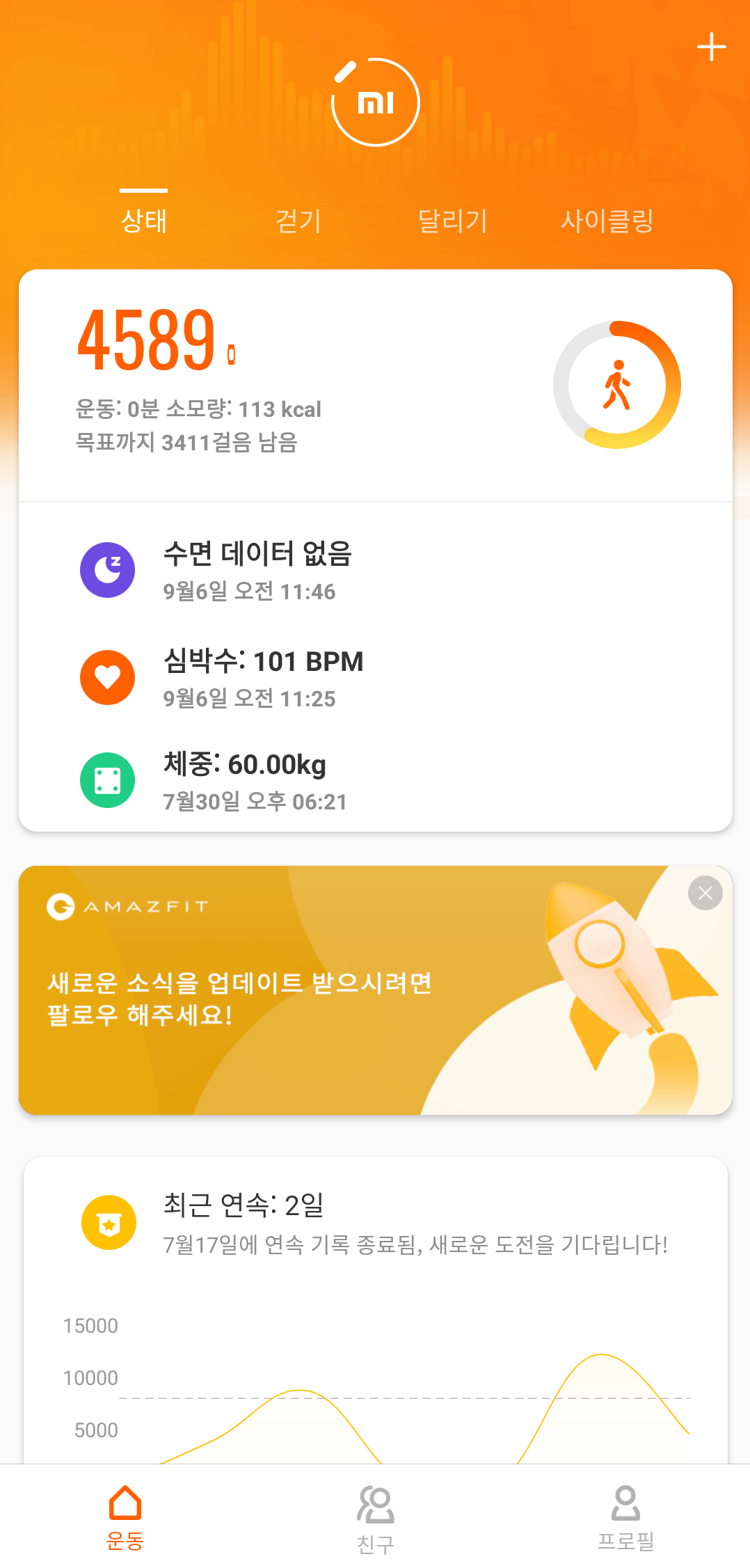 앱 메인 대시보드 화면