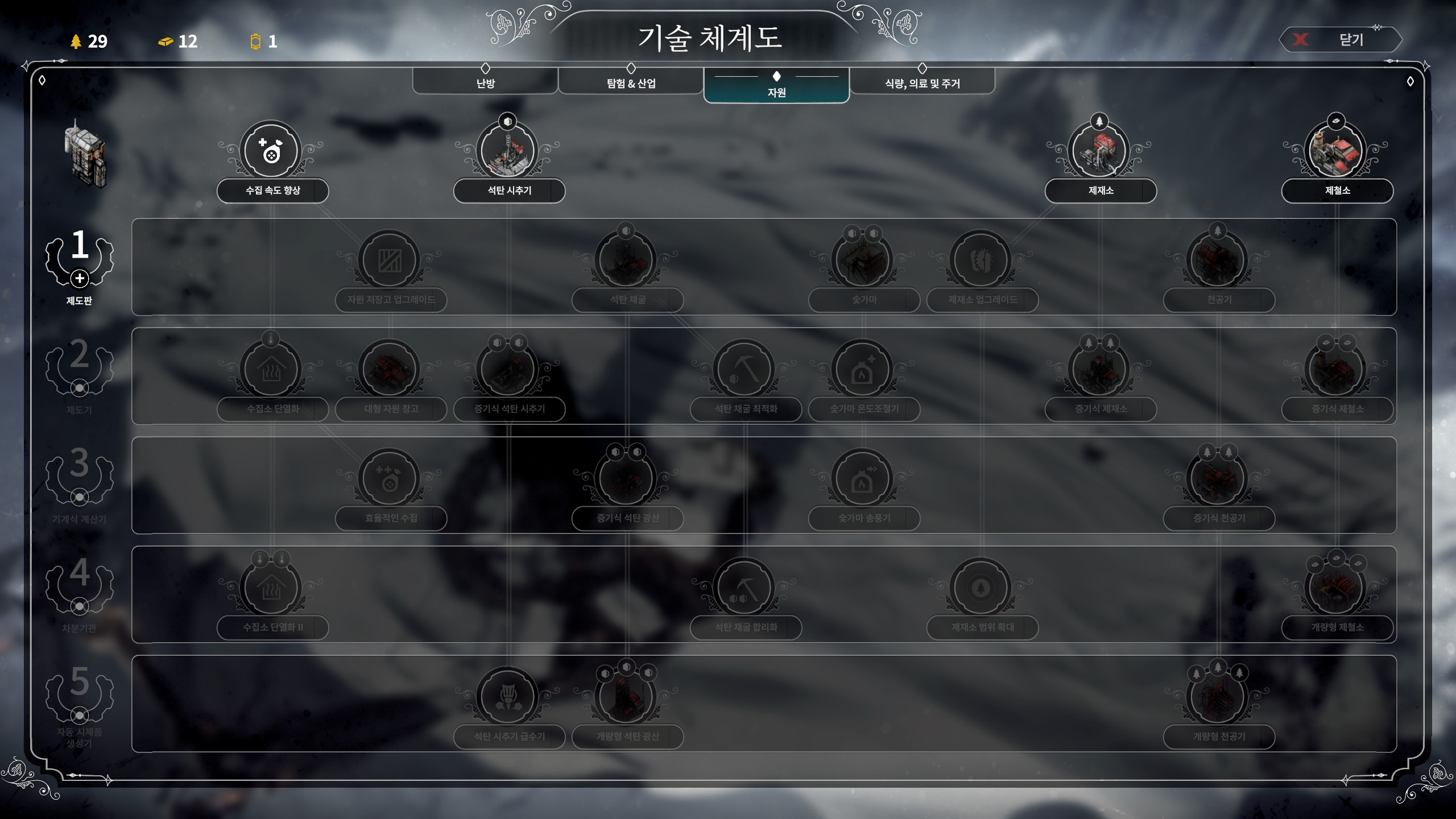 자원 기술 트리