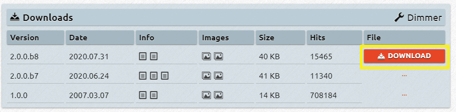Dimmer 프로그램 다운로드 사이트