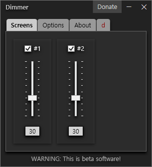 Dimmer 밝기 수치 조절창