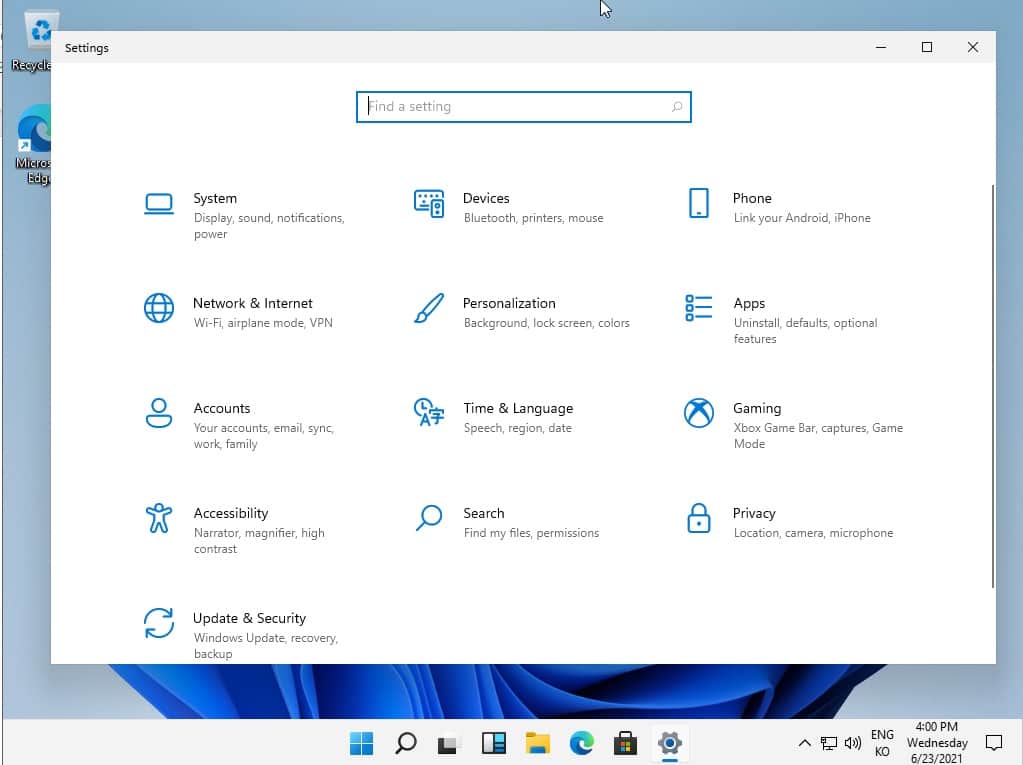 윈도우11 설치 후기! 공개 전 윈도우10과의 차이점은? 29 기존과 유사한 설정 창