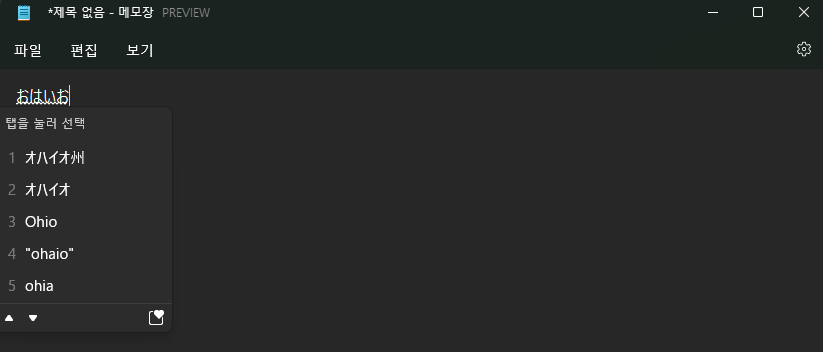 일본어 입력 예시