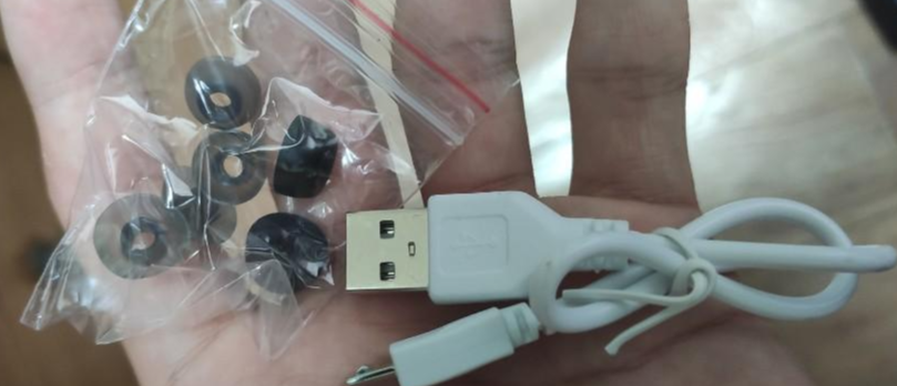 제공되는 이어팁과 충전 케이블